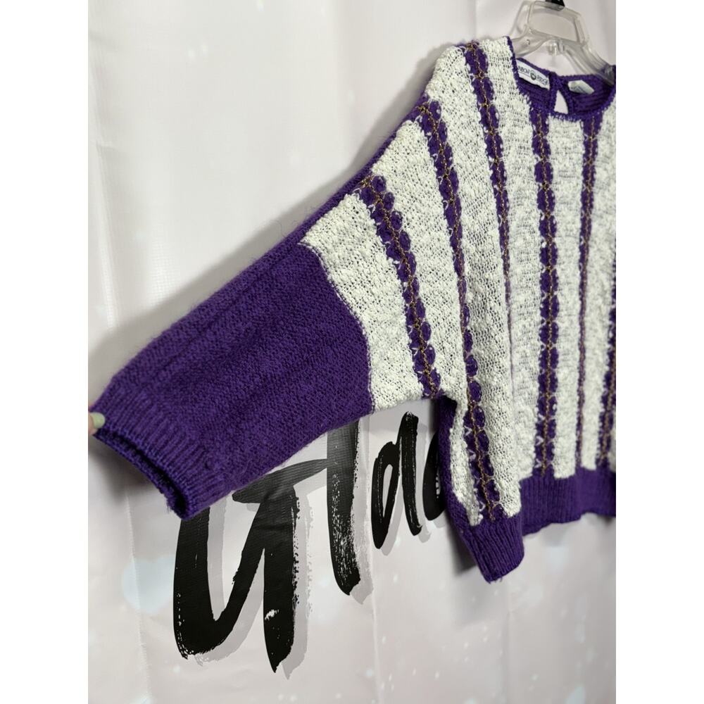 Vintage Rainbow Ridge Womens Knit Sweater Size Large Purple Gold‎ Grannycore - Picture 2 of 8
